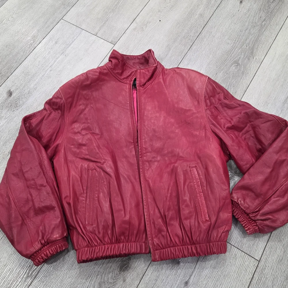 Vintage 90s  Leather Bomber Jacket - Picture 9 of 12